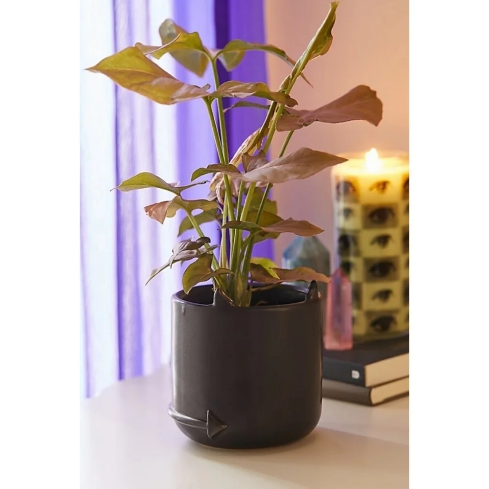 Urban Outfitters Minimalist Horned Mini Planter in Matte Black BNIB!